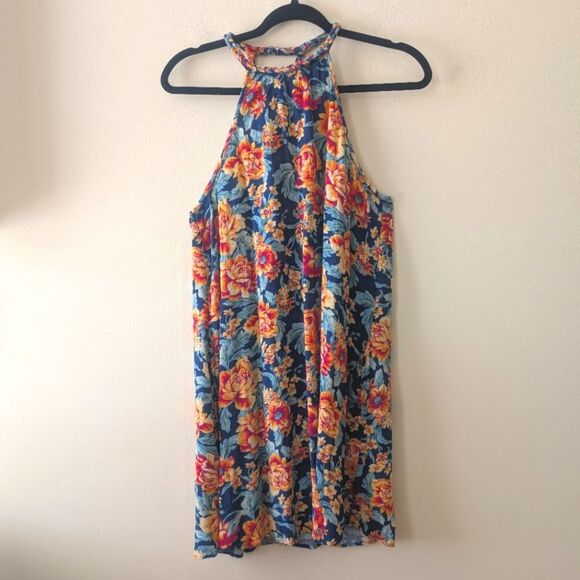 American Eagle Braided Floral Mini Dress Swing Pockets Size Large - Picture 3 of 9